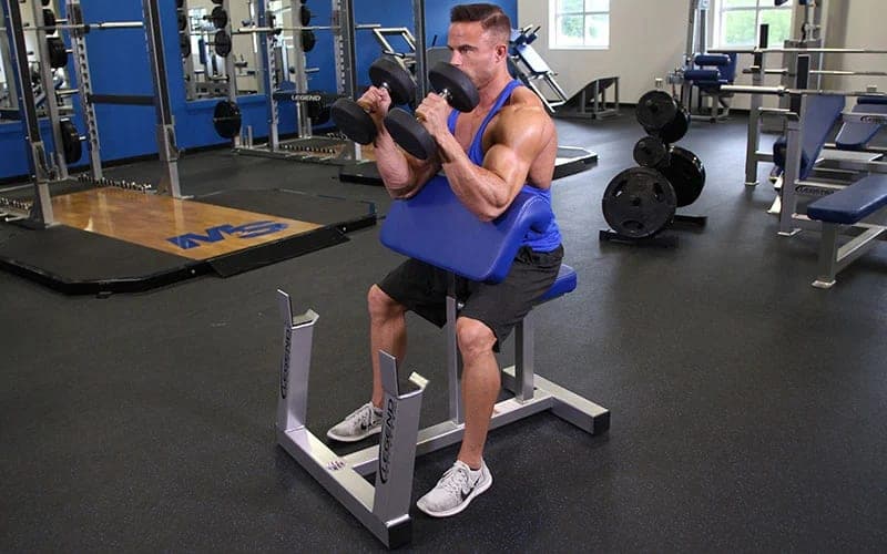 Alternate Dumbbell Hammer Preacher Curl