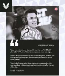 E-Spor Dünyasının Büyük Kaybı: Team Vitality Oyuncusu Twisten Hayatını Kaybetti 2 Team Vitality oyuncusu Twisten hayatini kaybetti 2