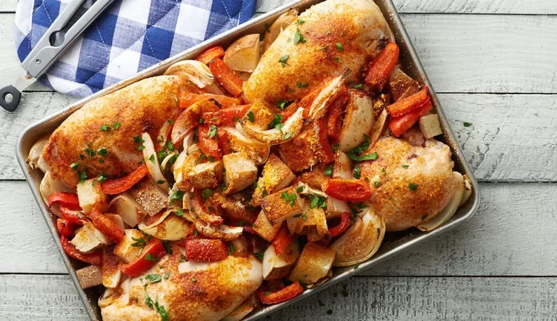 firinda tatli patates ve tavuk gogsu