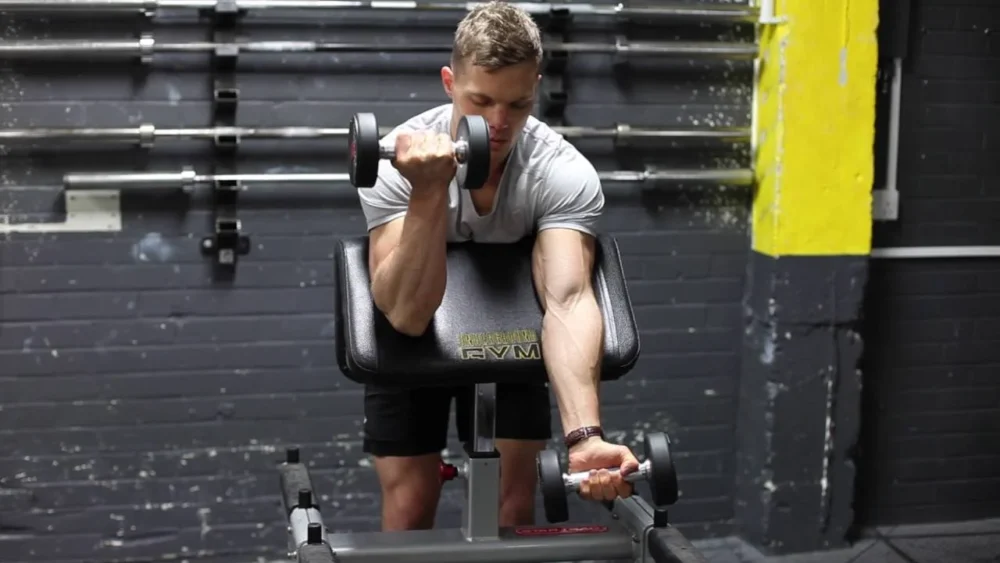 Alternate Dumbbell Preacher Curl